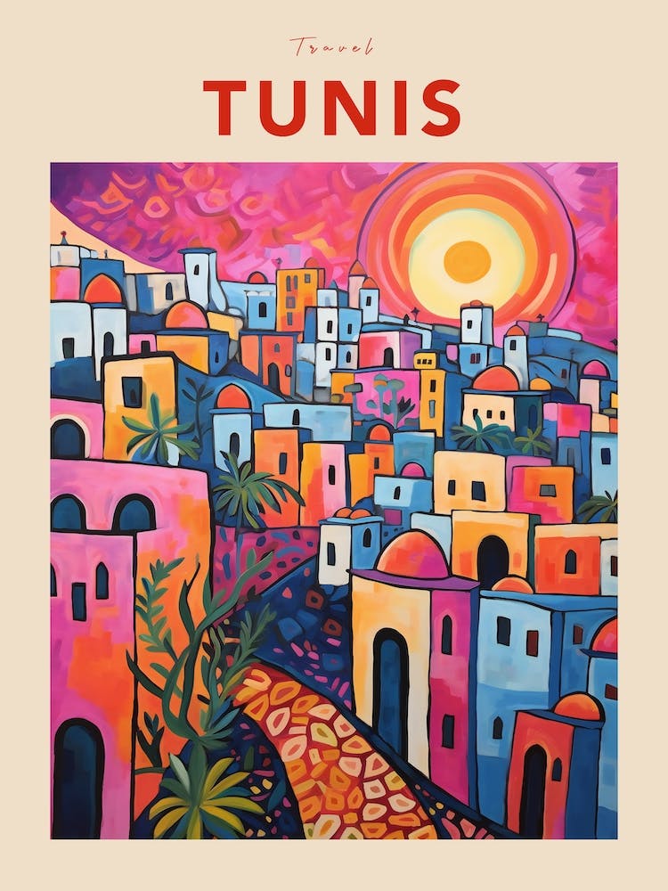 Tunis Tunisia 3 Fauvist Travel Poster