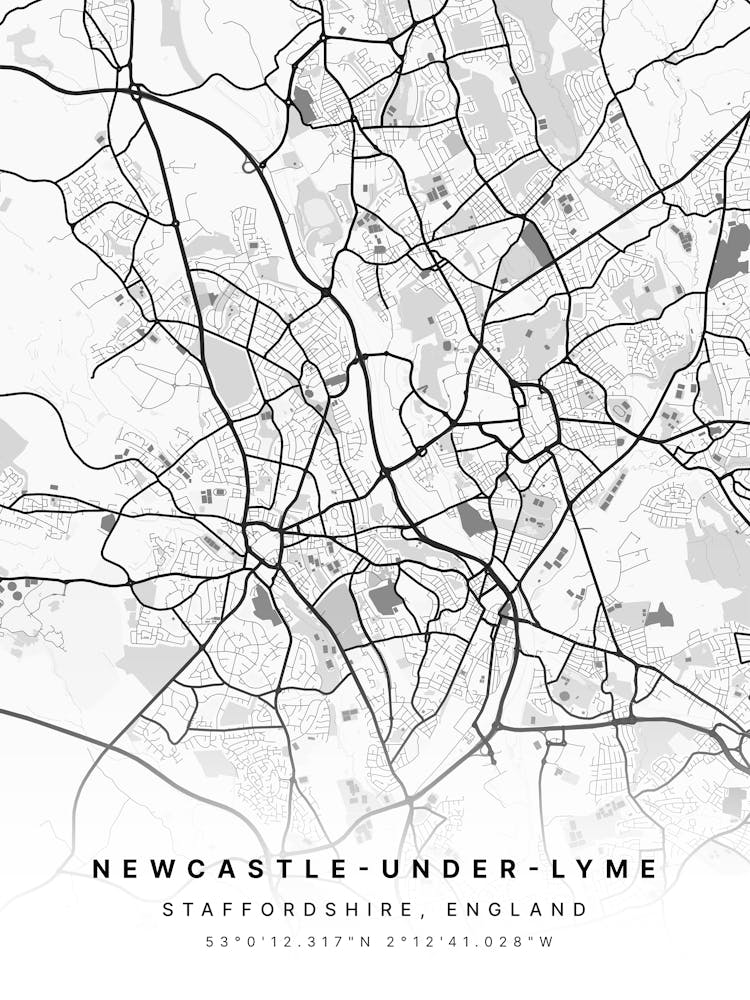 Newcastle Under Lyme White Map