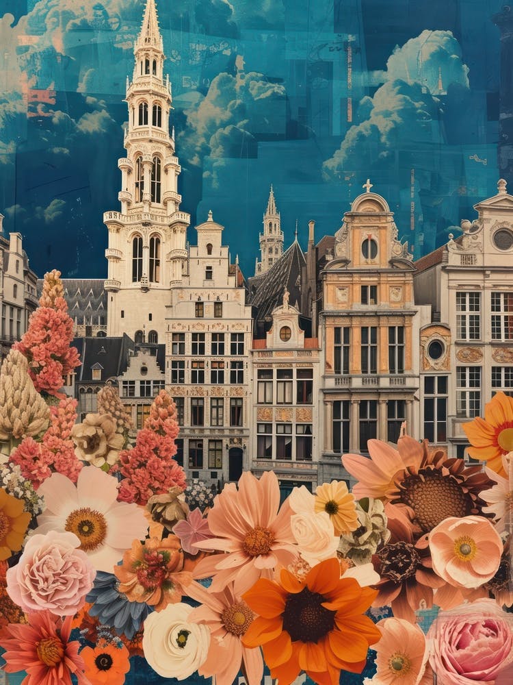 Belgium   Floral Retro Collage Style 4