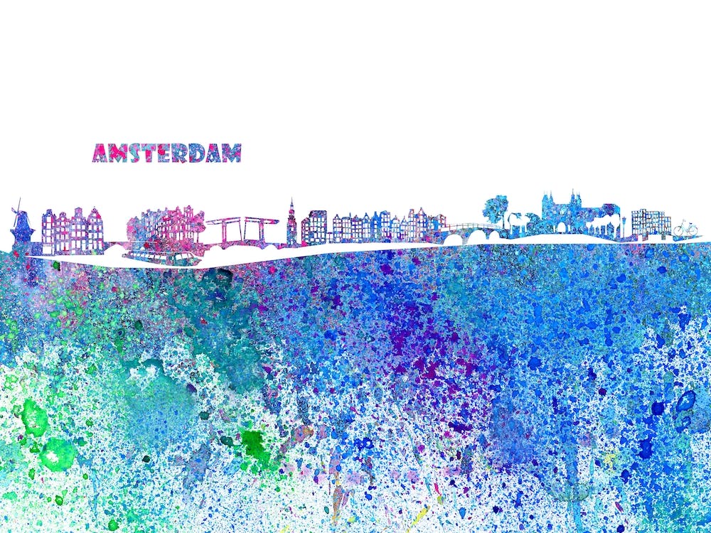 Amsterdam The Netherlands Skyline Splash
