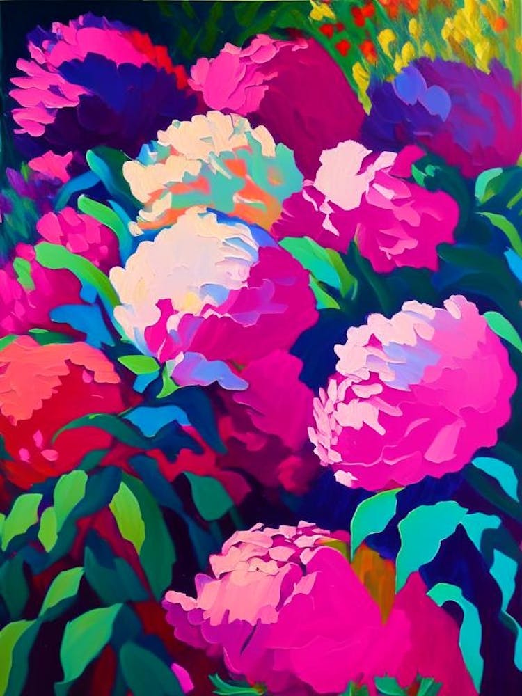 Mass Plantings Of Peonies Colourful Colourful 1 Painting
