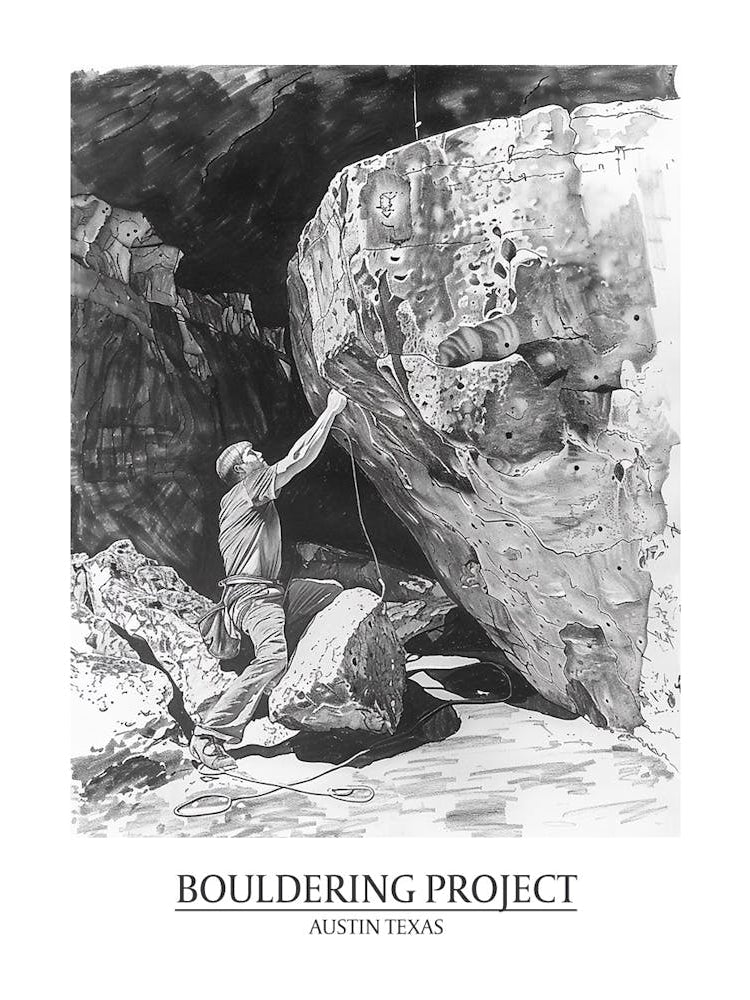 Bouldering Project Austin Texas Black And White Drawing 2 Poster