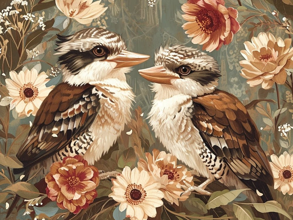 Floral Animal Illustration Kookaburra 1