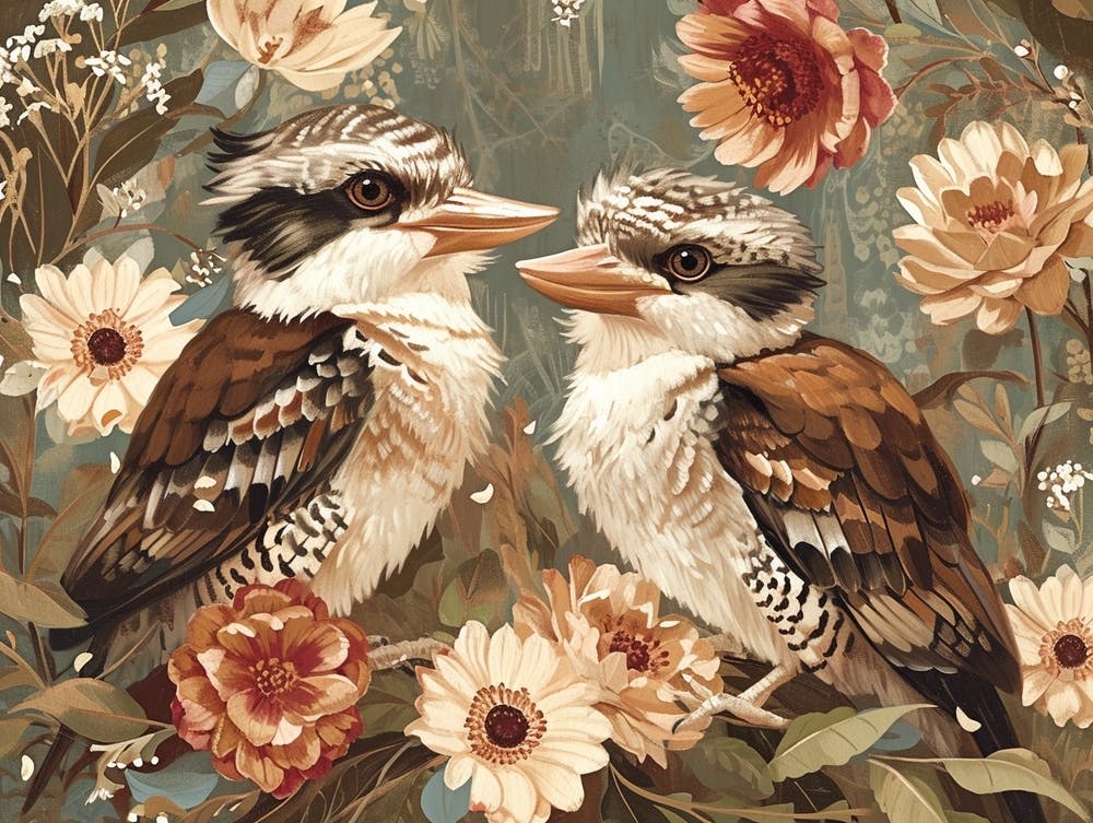 Floral Animal Illustration Kookaburra 1