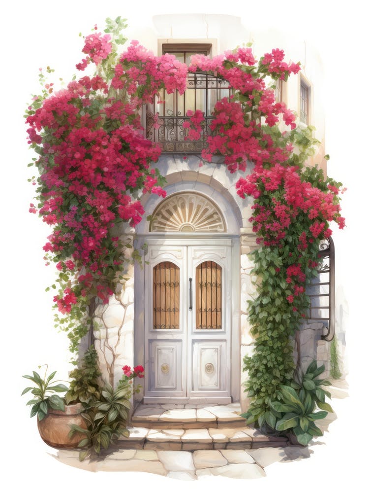 Tarragona, Spain   Mediterranean Doors Watercolour Painting 4