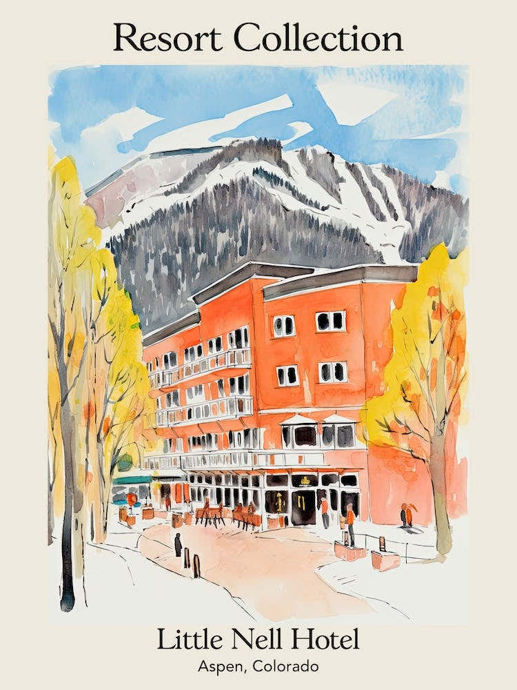 Poster Of Little Nell Hotel   Aspen, Colorado   Resort Collection Storybook Illustration 4