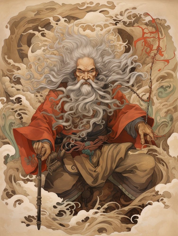 Japanese Fjin Wind God Illustration 7
