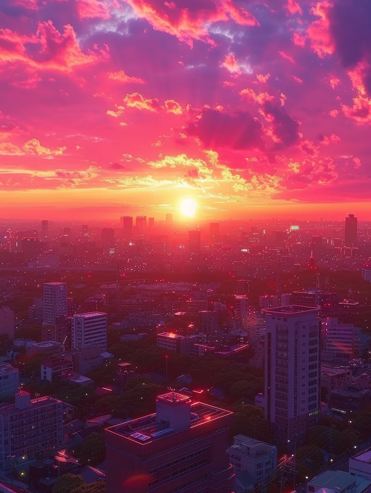 Sunset In A City