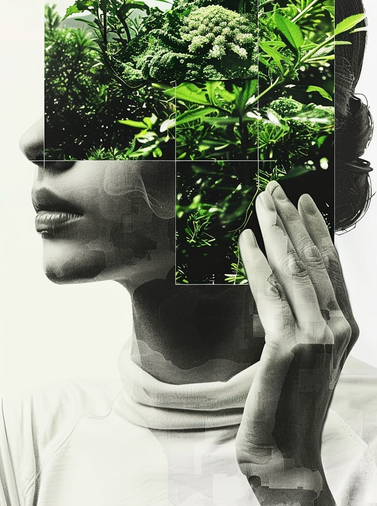 Portrait Of A Woman With Plants