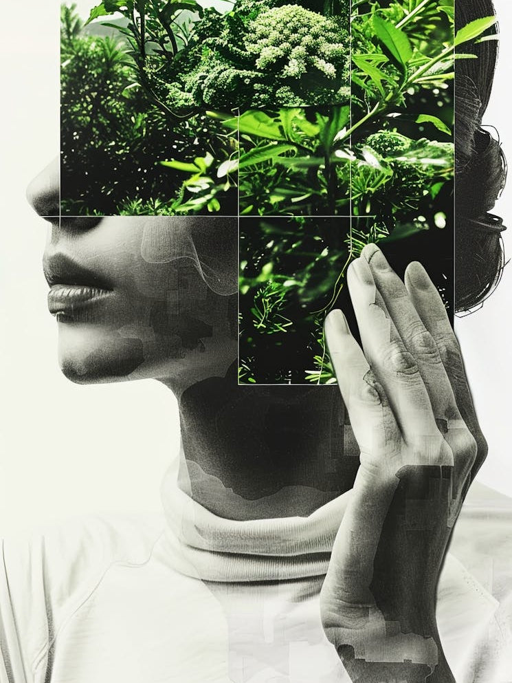 Portrait Of A Woman With Plants