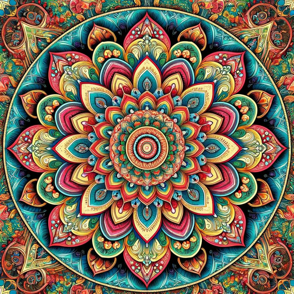 Vibrant Mandala Wall Print Art A Stunning Mandala With Intricate Patterns And Vibrant Colors, Perfect For Adding A Touch Of Artistic Elegance To Any Room