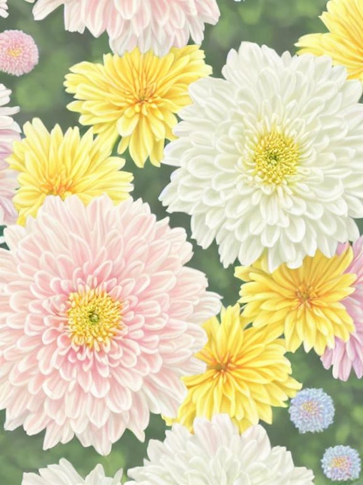 Chrysanthemums Pastel Floral 2 Flower