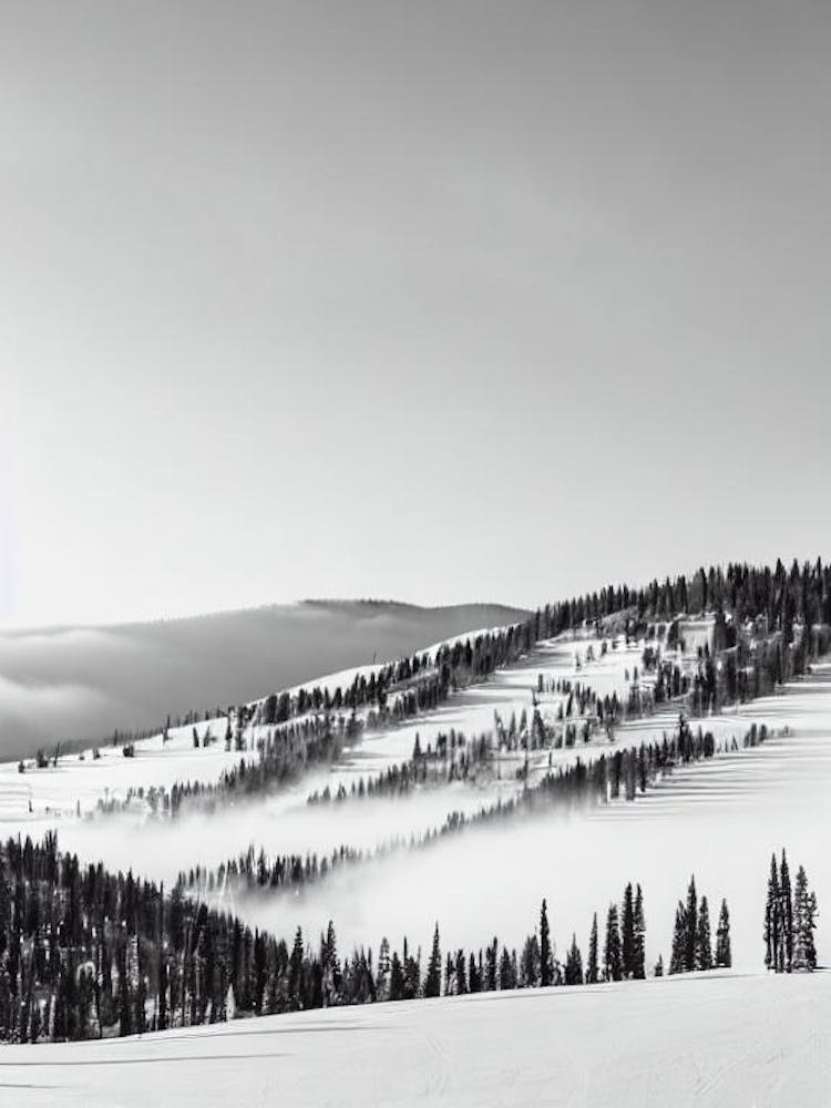 Park City, Usa Black And White Skiing Poster