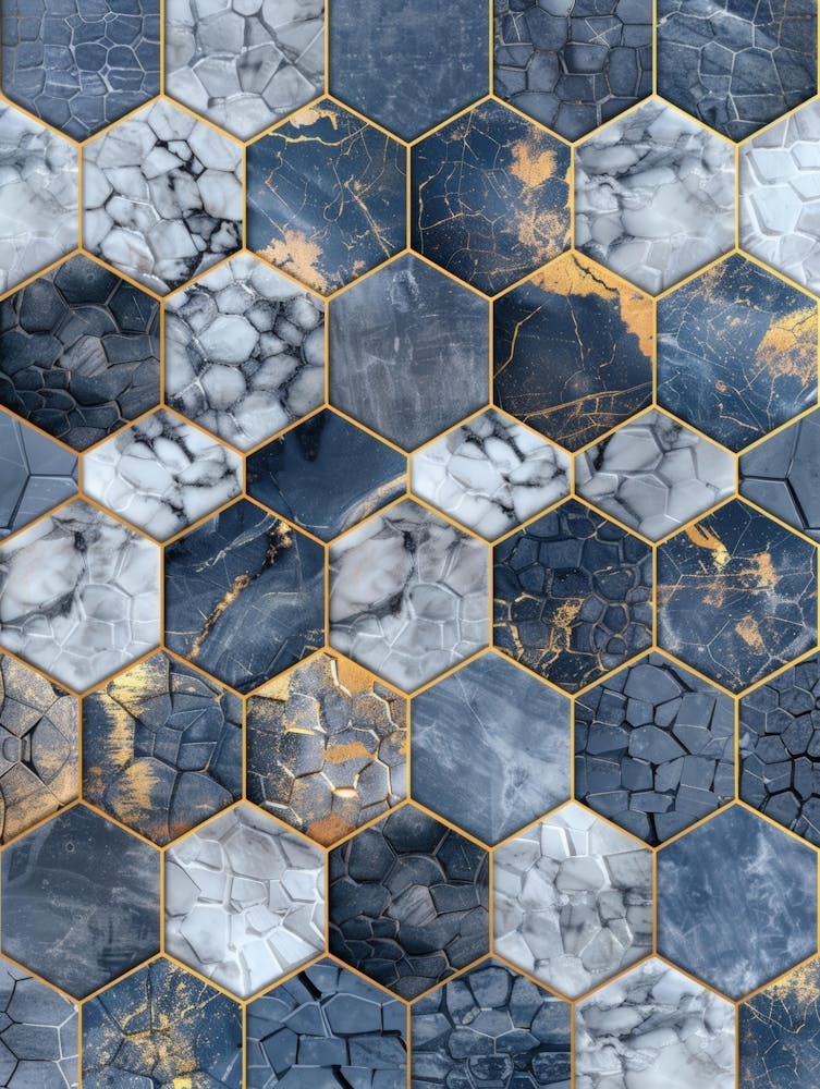 Blue And Gold Marble Mosaic