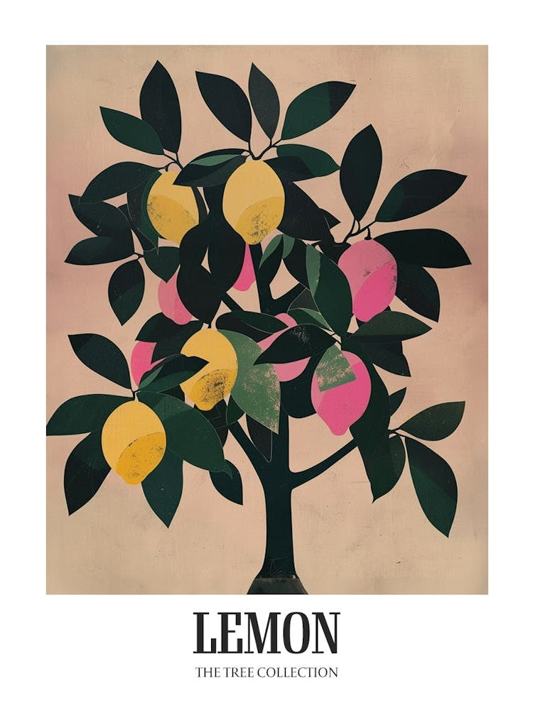 Lemon Tree Colourful Illustration 3 Poster
