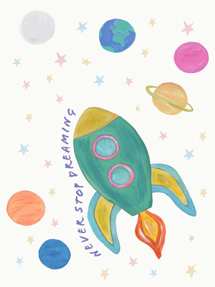 Space Rocket In Pastel