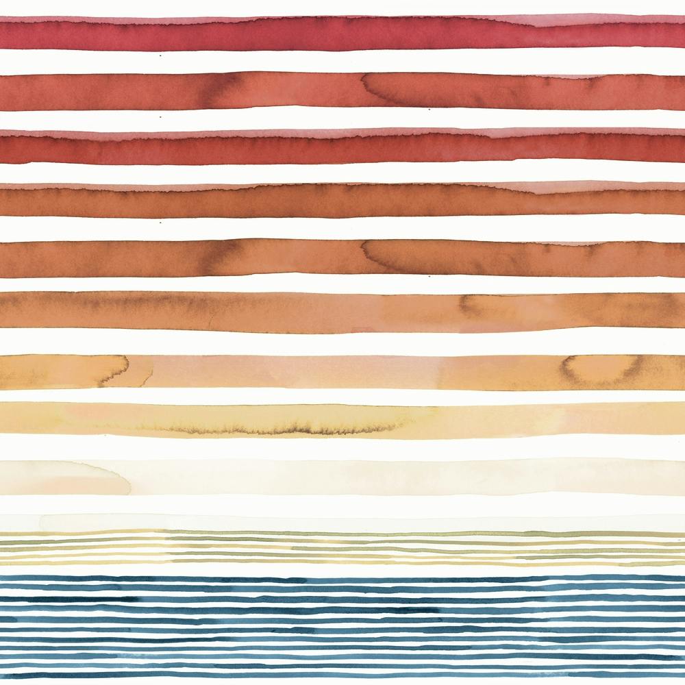 Watercolor Stripes Summer Sunset Square