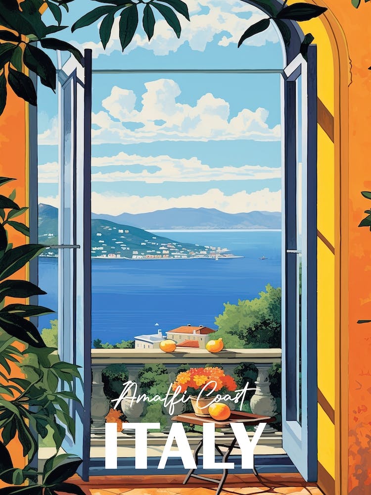 Italy Amalfi Coast Window Travel Poster 2
