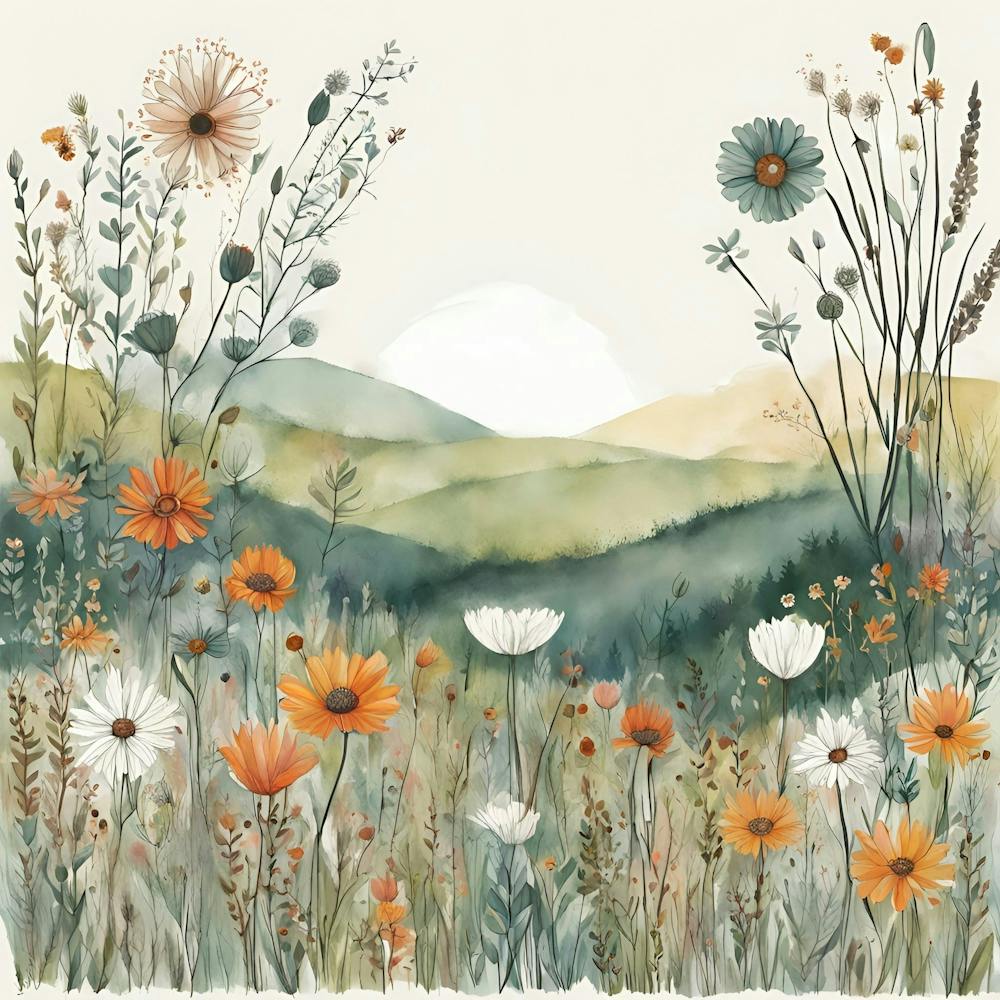 Boho Art Meadow Illustration
