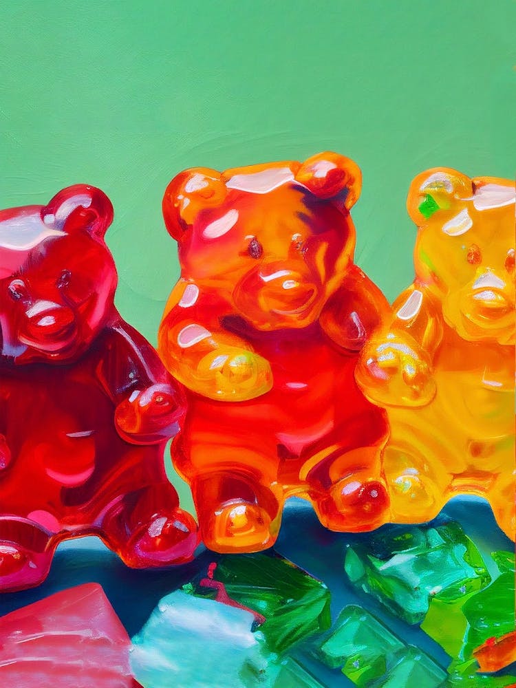 Gummy Bears Red, Orange And Yellow