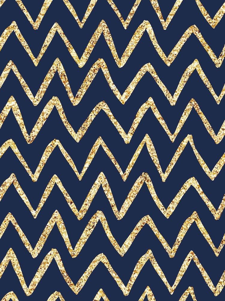 Royal Blue with Gold Zig Zag Abstract