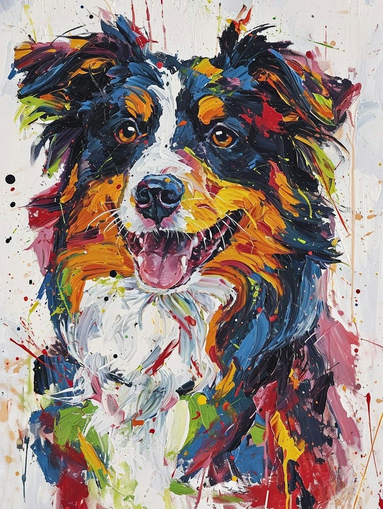 Australian Shepherd Acrylic Painting 1