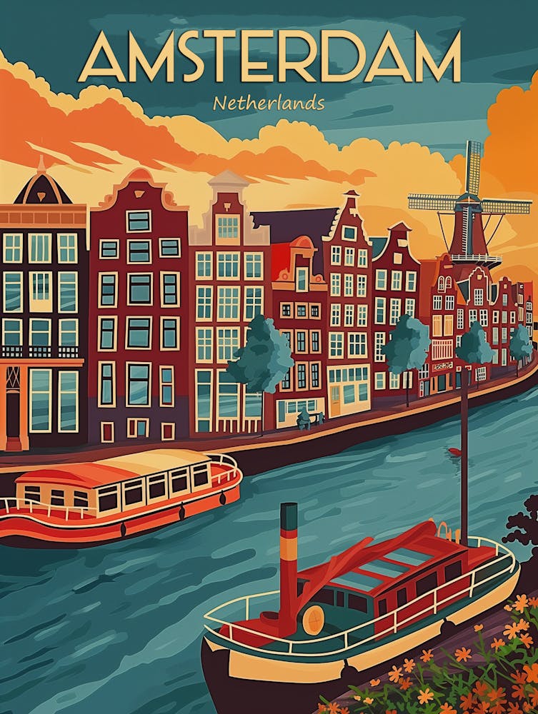 Amsterdam Vintage Reiseplakat