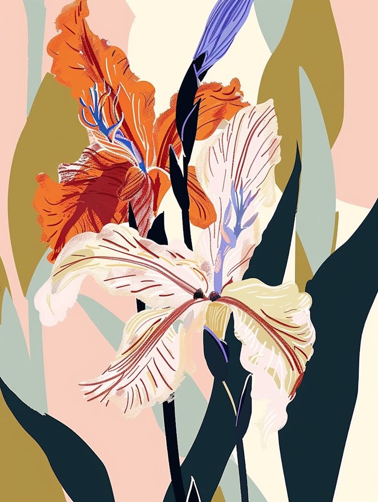 Colourful Flower Illustration Gladiolus 1