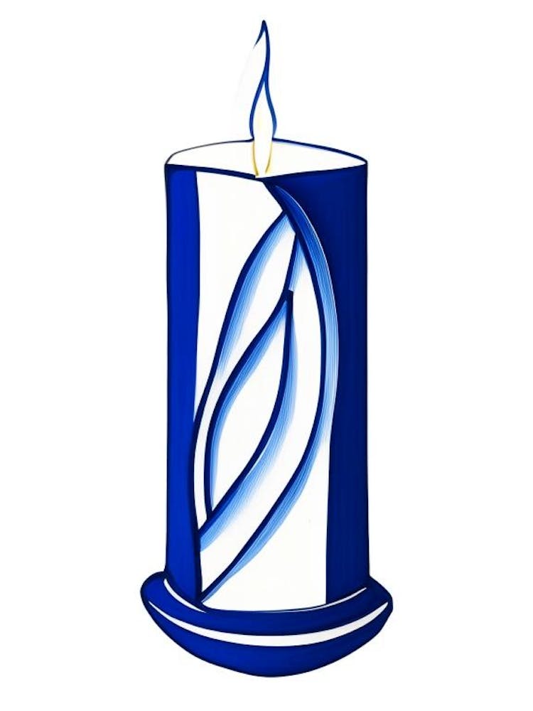Unity Candle Symbol Blue And White Line Drawing