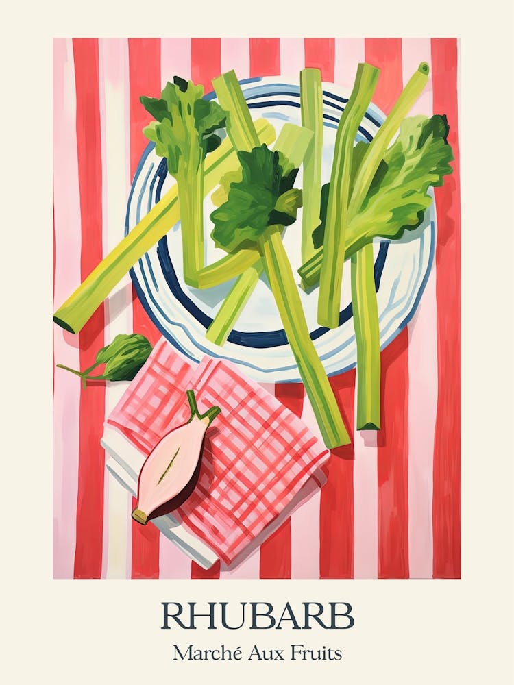 Marche Aux Fruits Rhubarb Fruit Summer Illustration 3