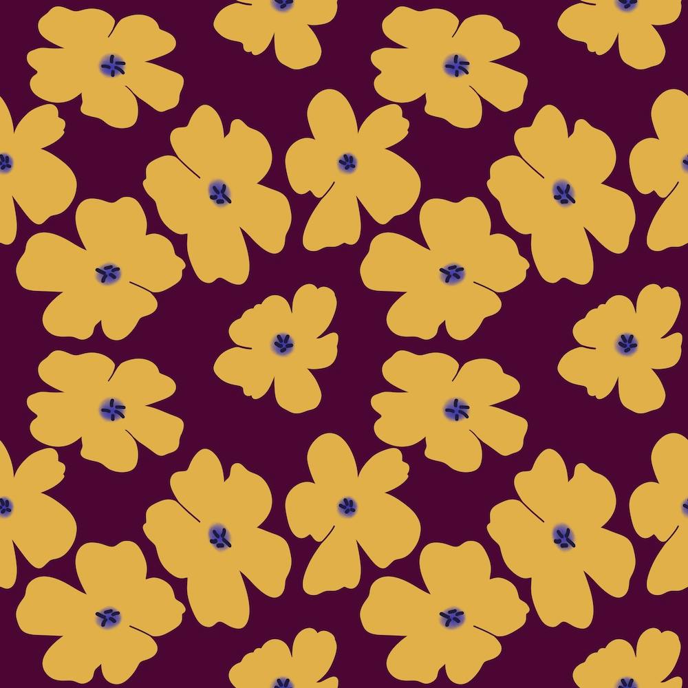 Yellow Flowers On Purple Background