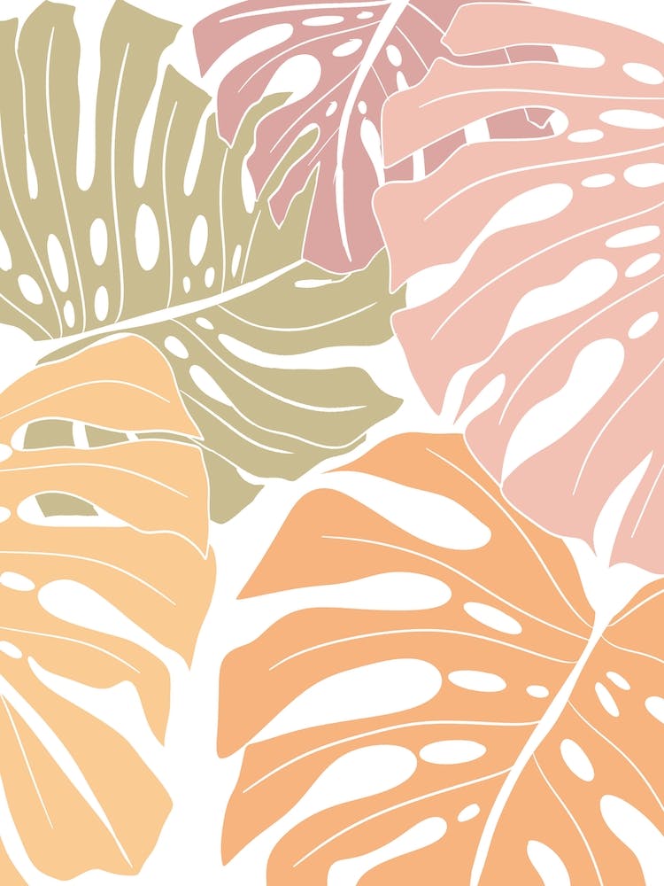 Warm Tones Monstera Leaves