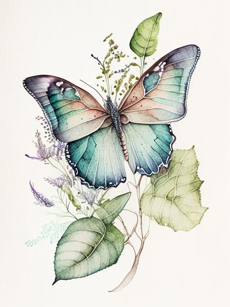 Schmetterlingsumriss Aquarell Tinte 2