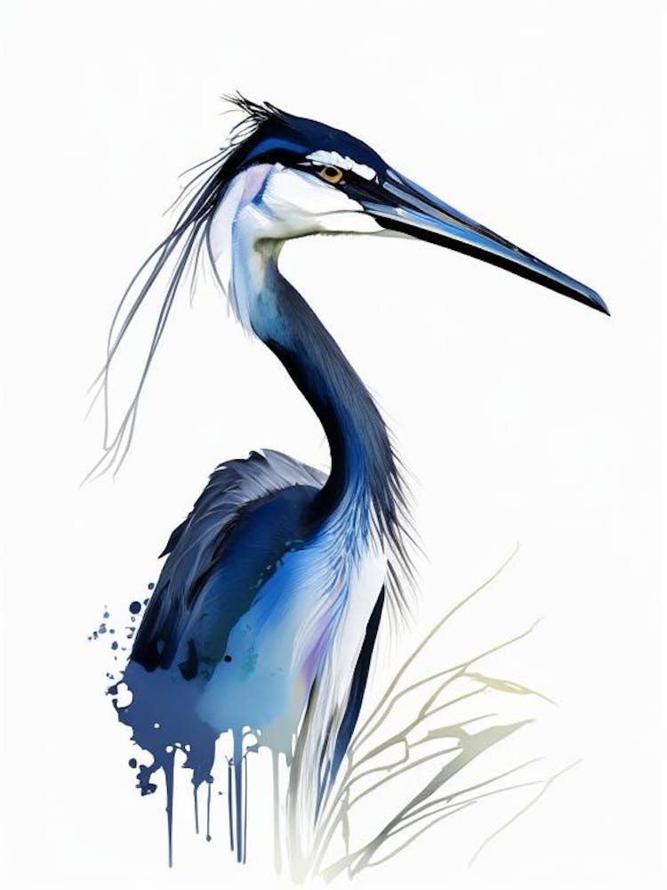 Black Headed Heron Impressionistic 1