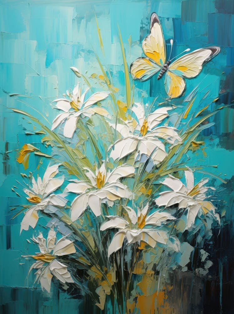 White Flowers With A Butterfly