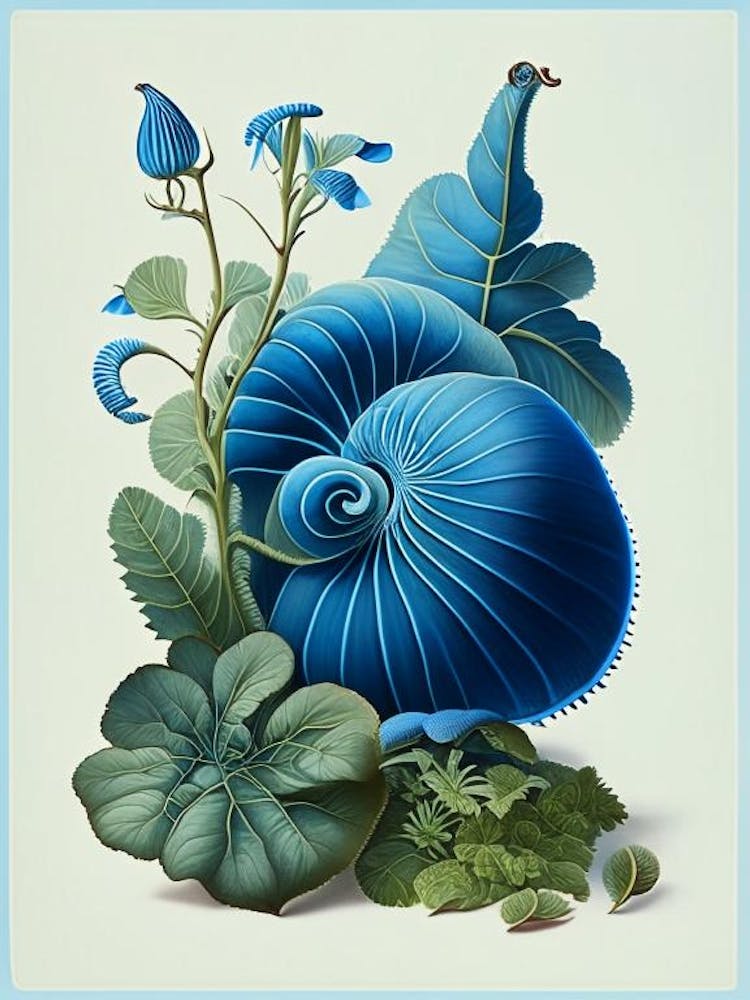 Snail With Blue Background 1 Botanical