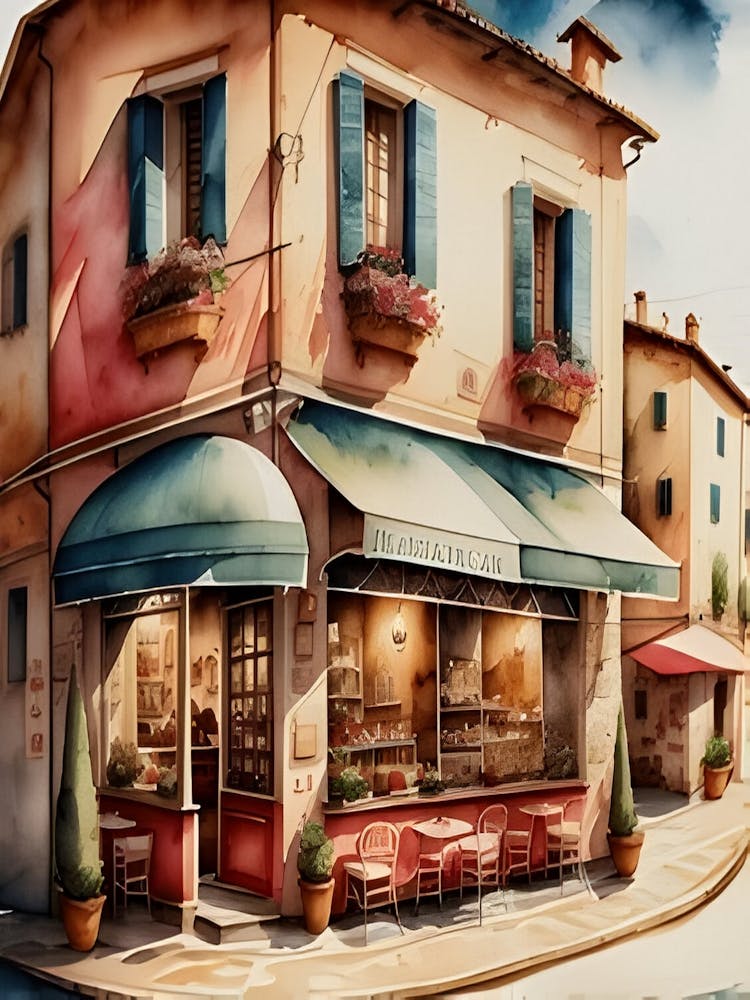Watercolor Of A Cafe 1