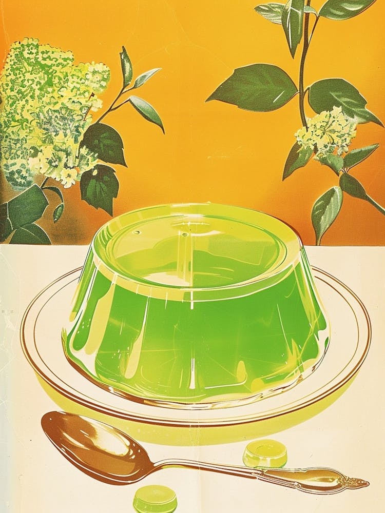 Retro Bright Green Jelly Vintage Cookbook Inspired 1