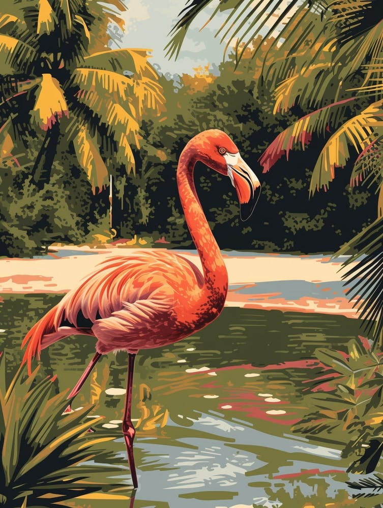 Greater Flamingo Camargue Provence France Tropical Illustration 5