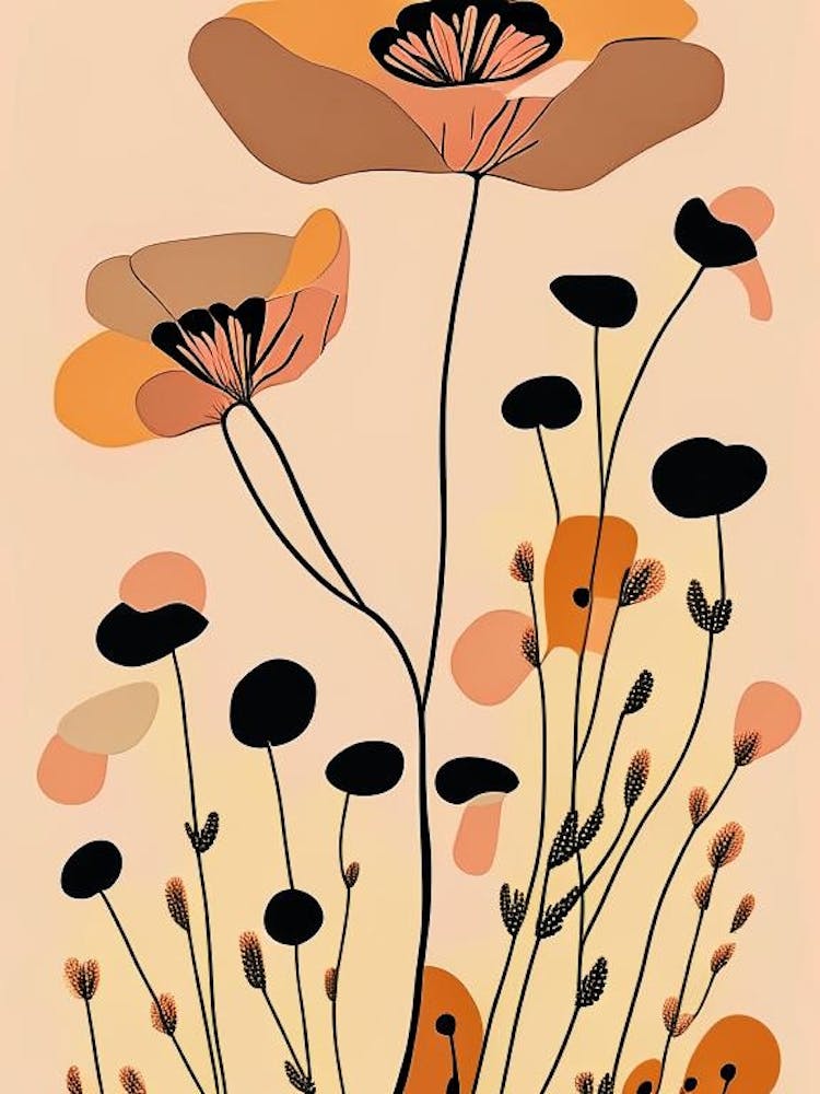 Wüstenmohn Wildblume Moderne Gedeckte Farben 1