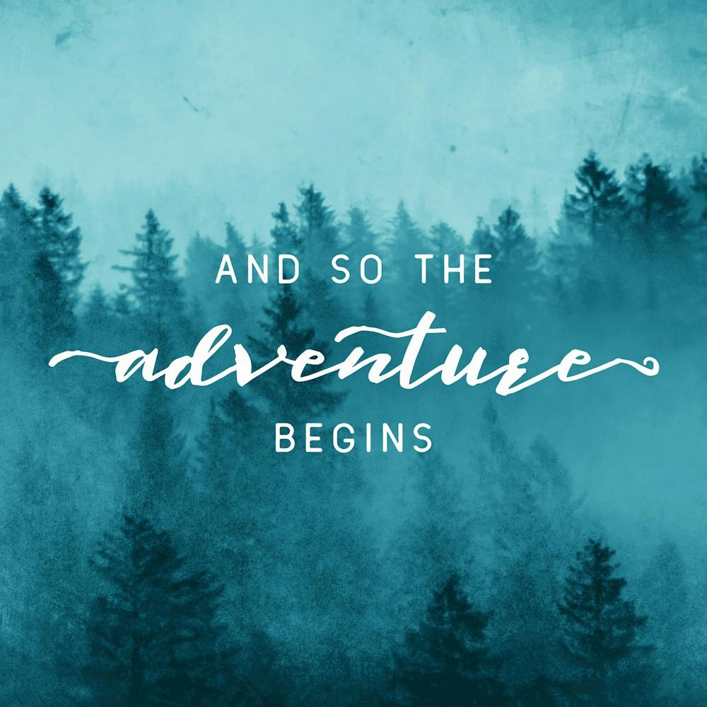 And So The Adventure Begins Teal Foggy Forest PNW