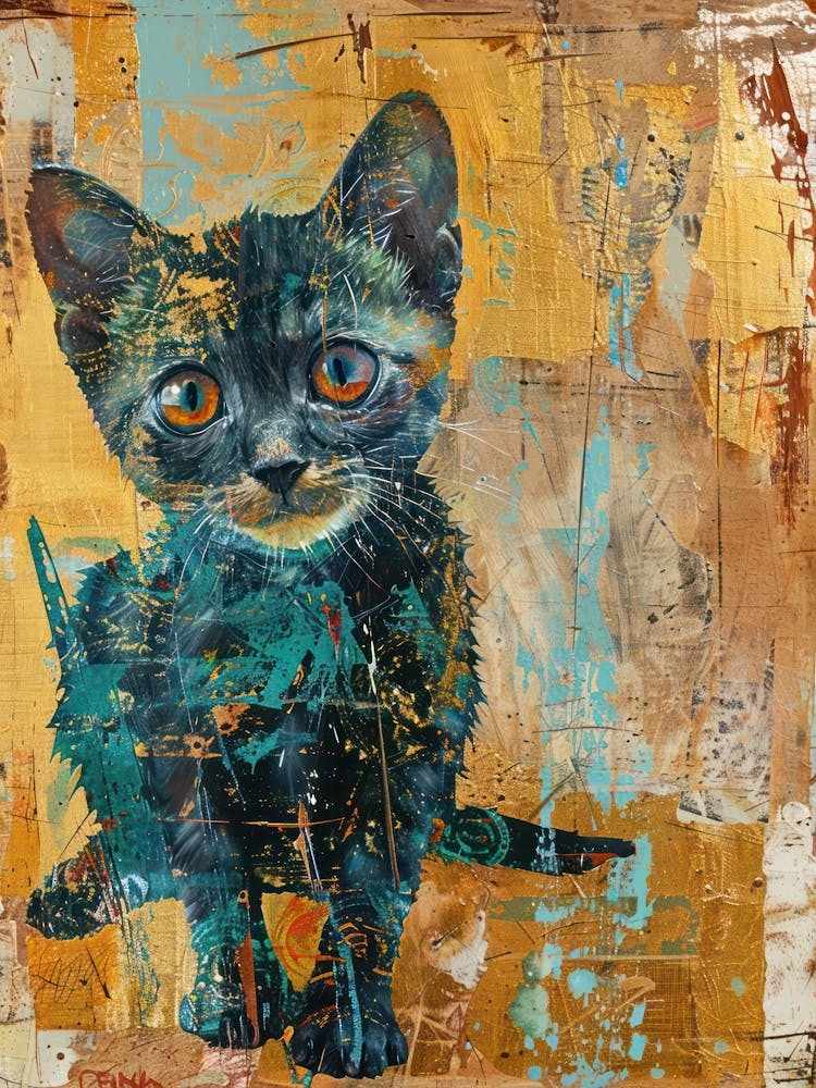 Kitten Gold Effect Collage 4