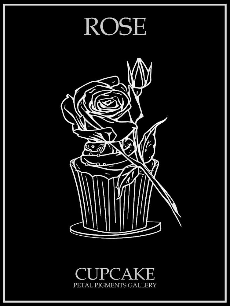Rose Cupcake Line Drawing 3 Poster Inverted