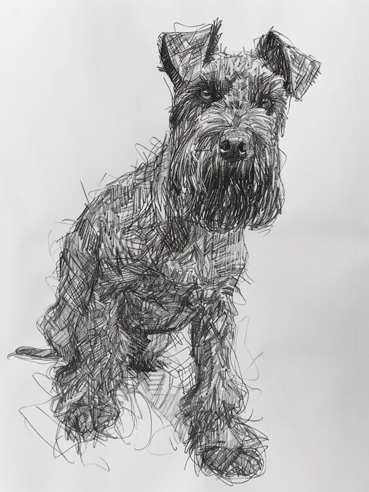Kerry Blue Terrier Strichskizze 2