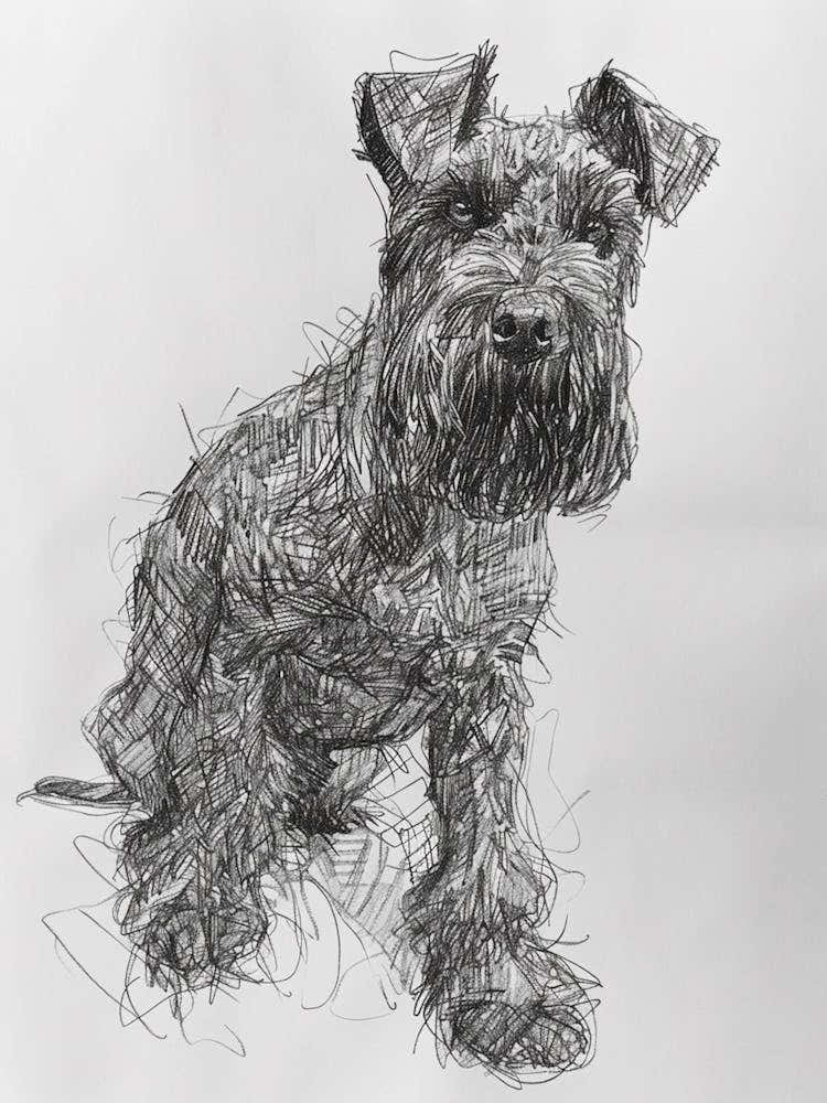 Kerry Blue Terrier Line Sketch 2