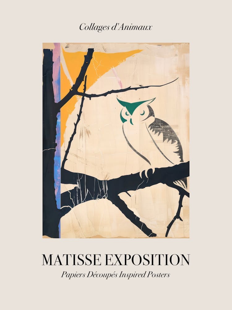 Eule 1 – Matisse-inspiriertes Tiere-Ausstellungsplakat