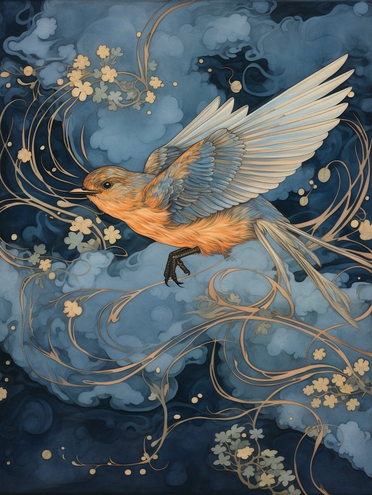 Eastern Bluebird 3 Gold Detail Painting
