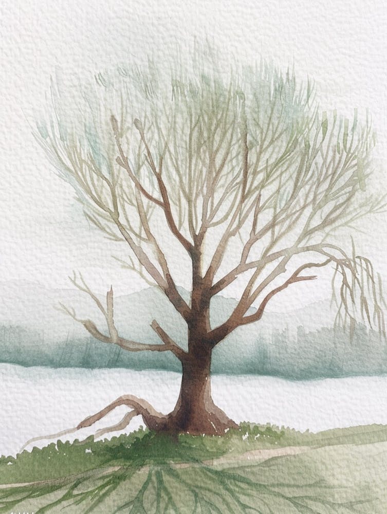 Willow Tree Atmospheric Watercolour Painting 5