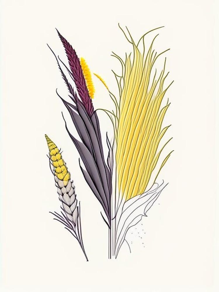 Corn Silk Spices And Herbs Minimal Line Drawing 1
