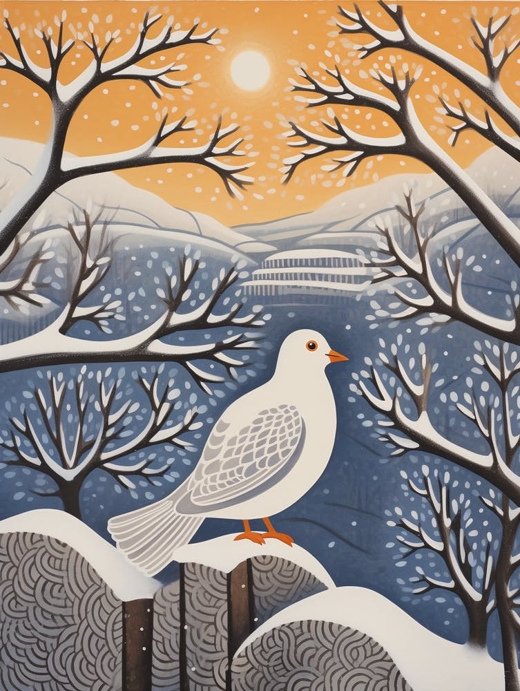 Winter Bird Painting Dove 1